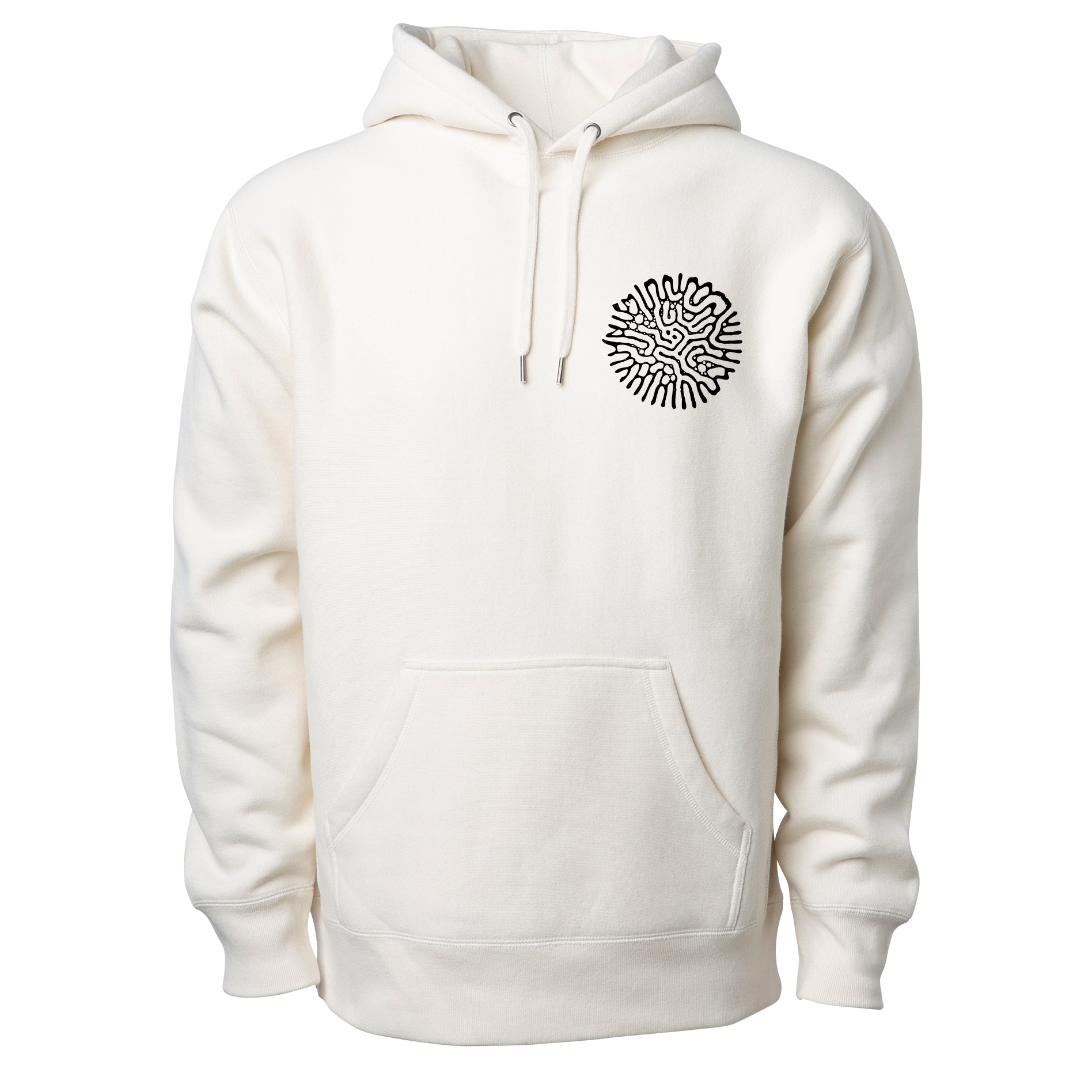 Psychedelic Research & Development Ferrofluid White Hoodie Front